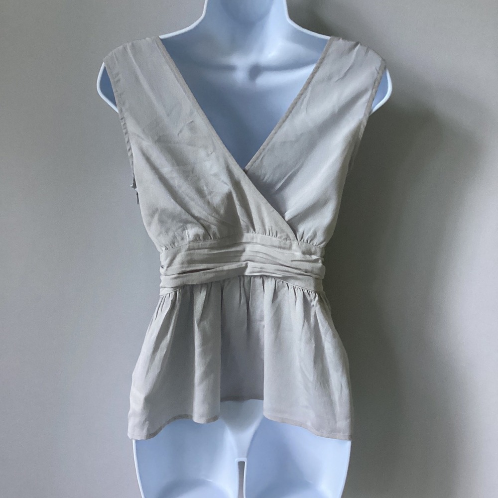 Banana Republic Cami Womens 4 Petite Gray Crepe Crossover Romance Feminine - Picture 2 of 6